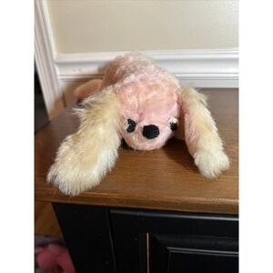 Vintage Bantam US Toys Pink Cream Floppy Puppy Dog Plush Stuffed Animal 10 inch